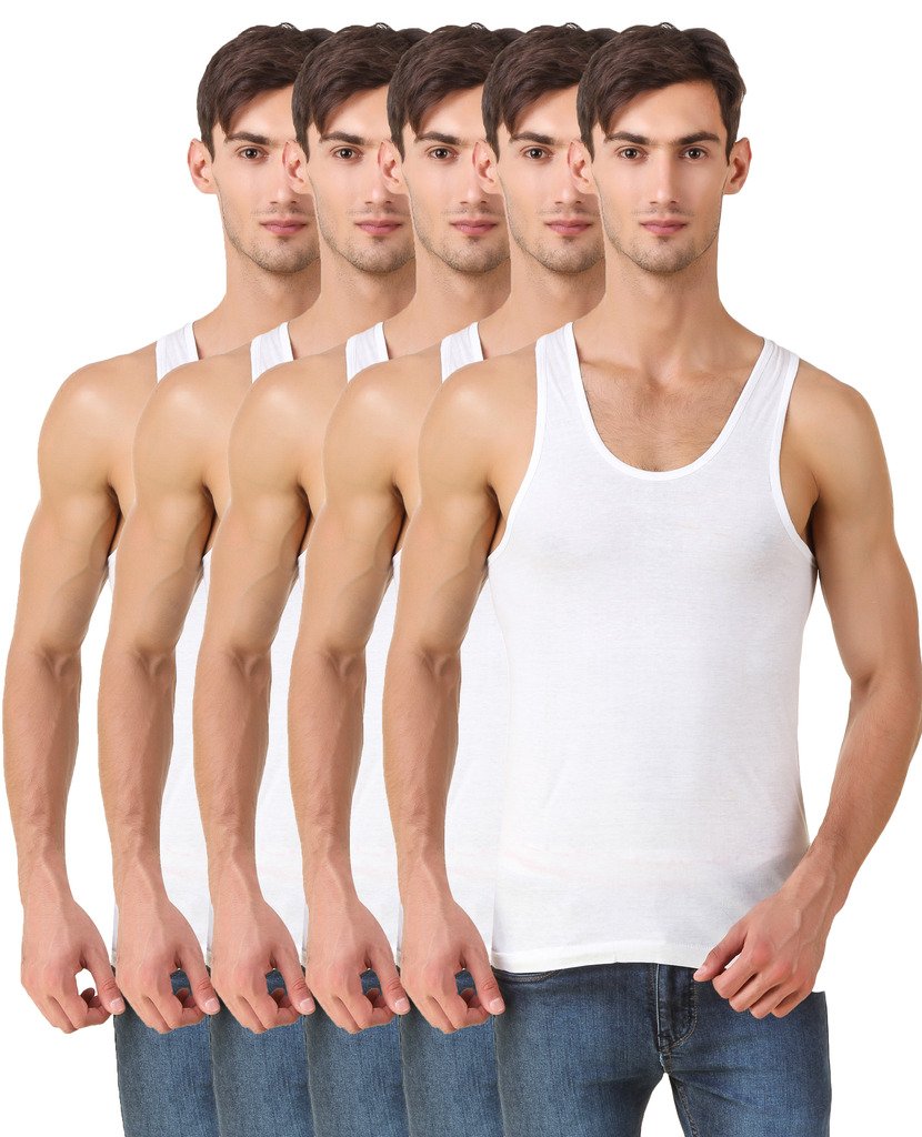 hap Kings Men's White Round Neck Sleeveless Cotton Vest/Undershirt (Pack of 5)-picture-17