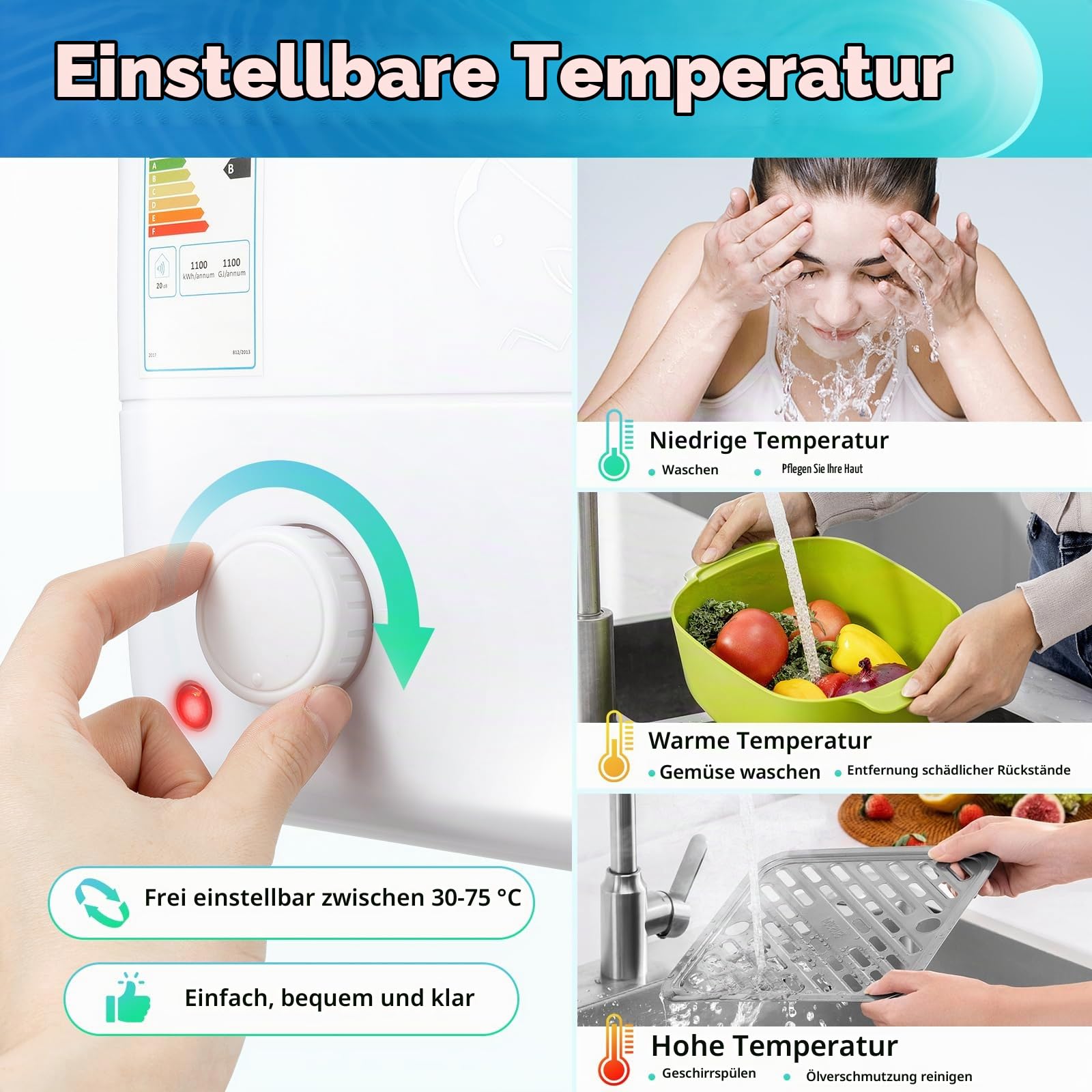 Untertischboiler 10L Niederdruck | 1500W Warmwasserboiler mit IPX4 Schutz | Kompakter Warmwasserspeicher (23x21x36cm) für Küche, Bar, Krankenhaus | 0.7MPa Untertischgerät mit Schnellaufheizung