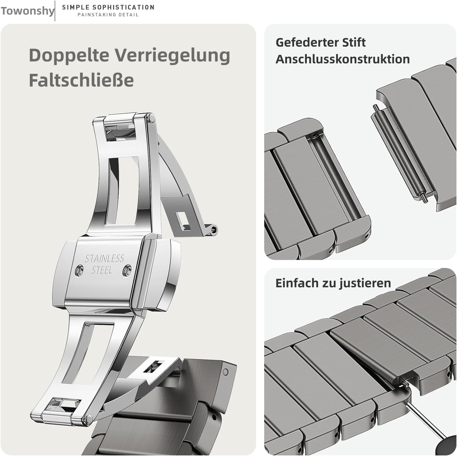 Cinturino Originale Titan Compatibile con Apple Watch Cinturino Ultra/Ultra 2, Se, Serie 10/9/8/7/6/5/4/3/2/1 49mm 46mm 45mm 44mm 42mm 41mm 40mm 38mm, Uomini E Donne Cinturino in Metallo in Acciaio