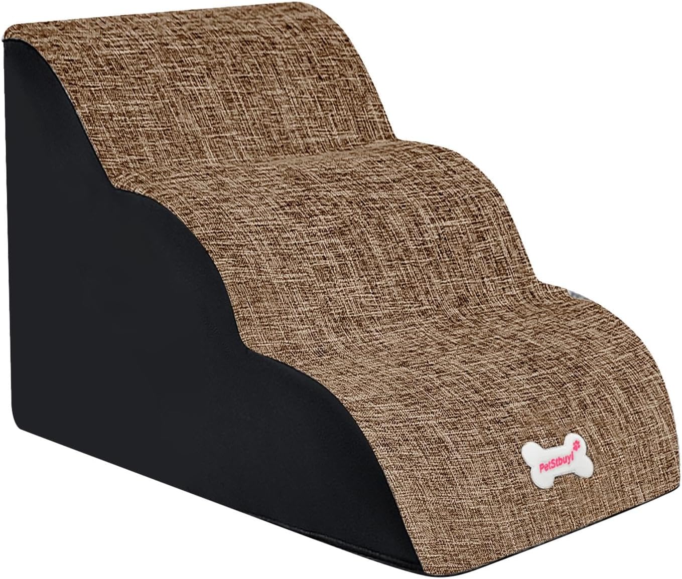 SAZ DEKOR Dog Stairs 3 Steps Dog Ramp Removable Cover Pet Dog Steps for Couch High Bed Brown