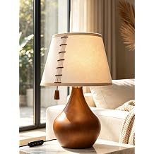 MOFFE Solid Wood Table Lamp for Bedroom with One-Piece Shade