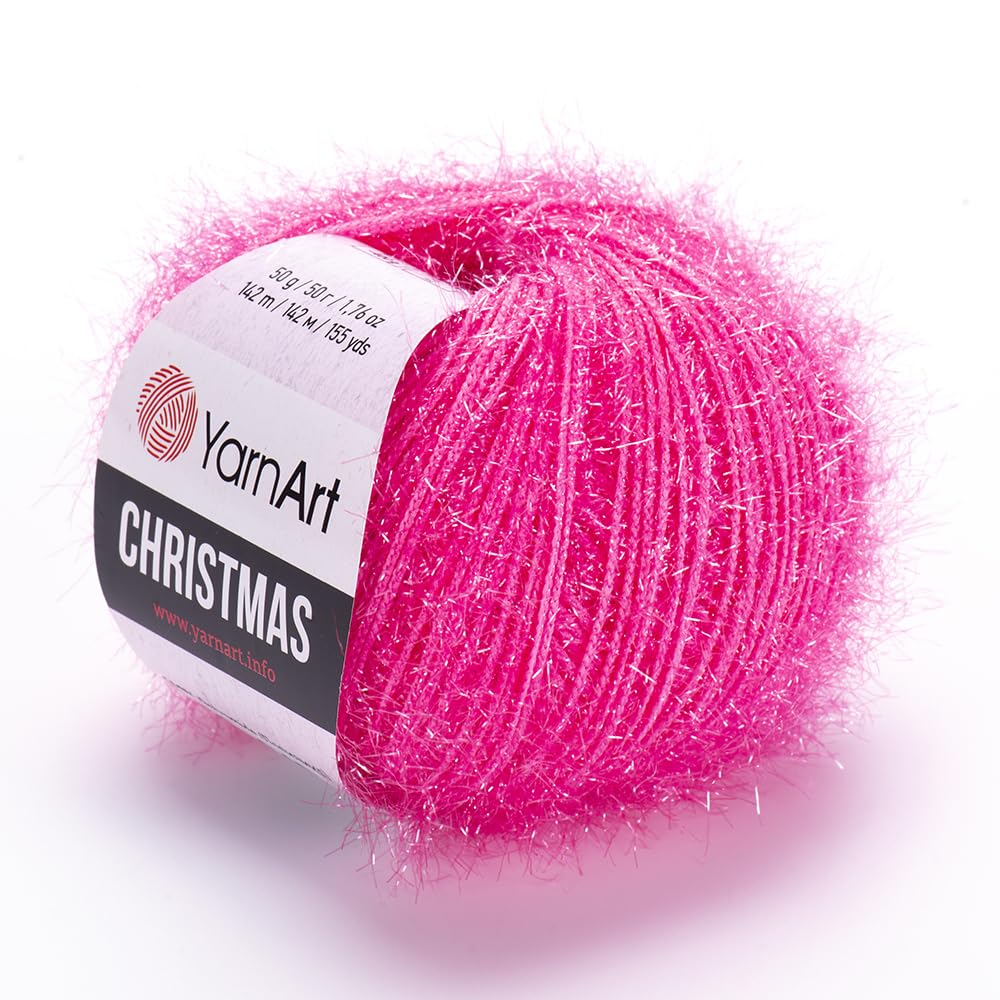Yarnart Christmas Fantasy Sparkly Knitting Yarn, Metallic, Sparkle, Shiny, Eyelash, 100% Polyamide, 1.76 Oz, 155 Yds, 50 Grams, Amigurumi