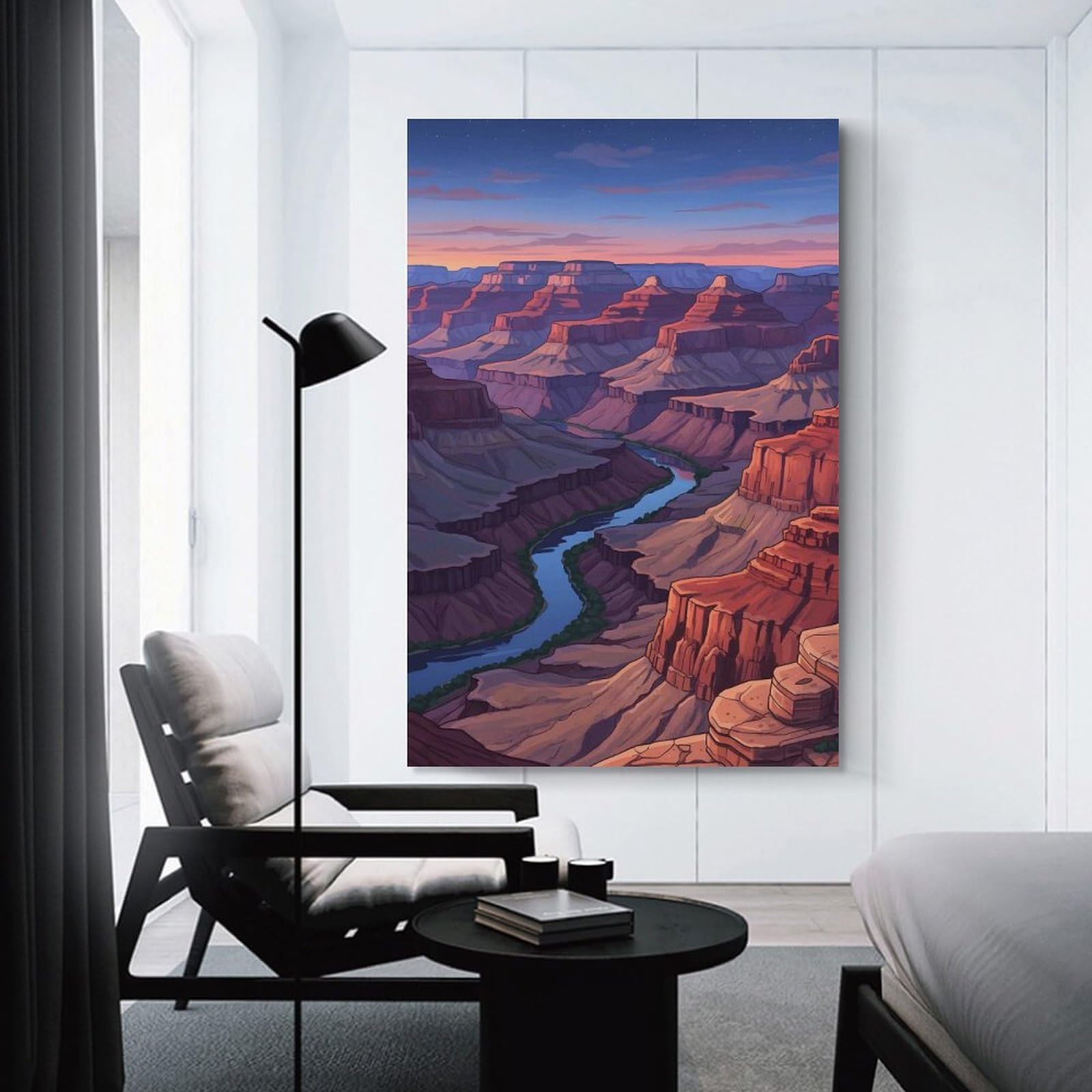 Junmoney Grand Canyon Illustration Decorative Canvas Print, 20x30inch(50x75cm), for Hallway, Bedroom Or Modern Interiors, Gift Idea for Housewarming And Birthdays