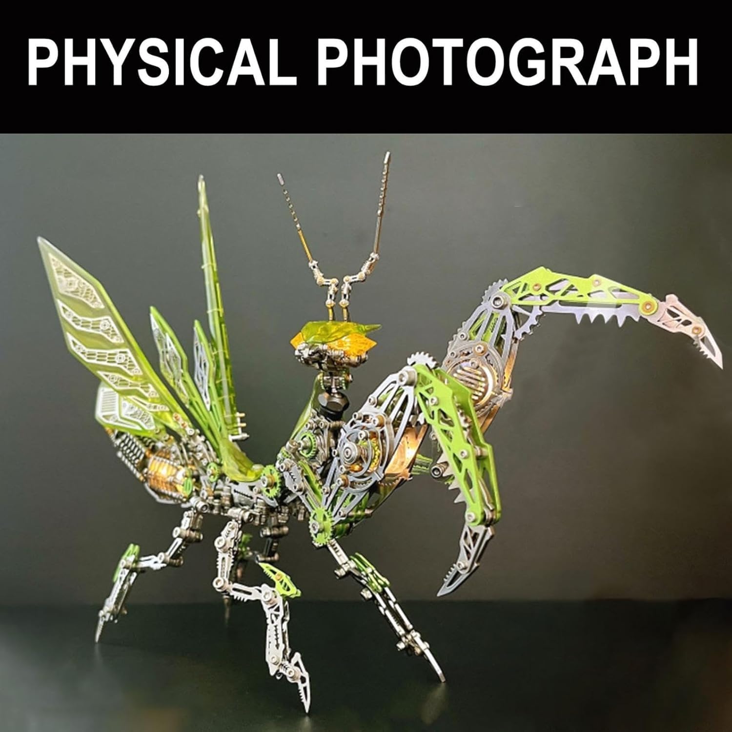 3D-Puzzle-Modellset aus Metall für Erwachsene, 1109-teiliges 3D-mechanisches Gottesanbeterin-Modell aus Metall, mechanisches Insektentiermodell aus Edelstahl zum Selbermachen B