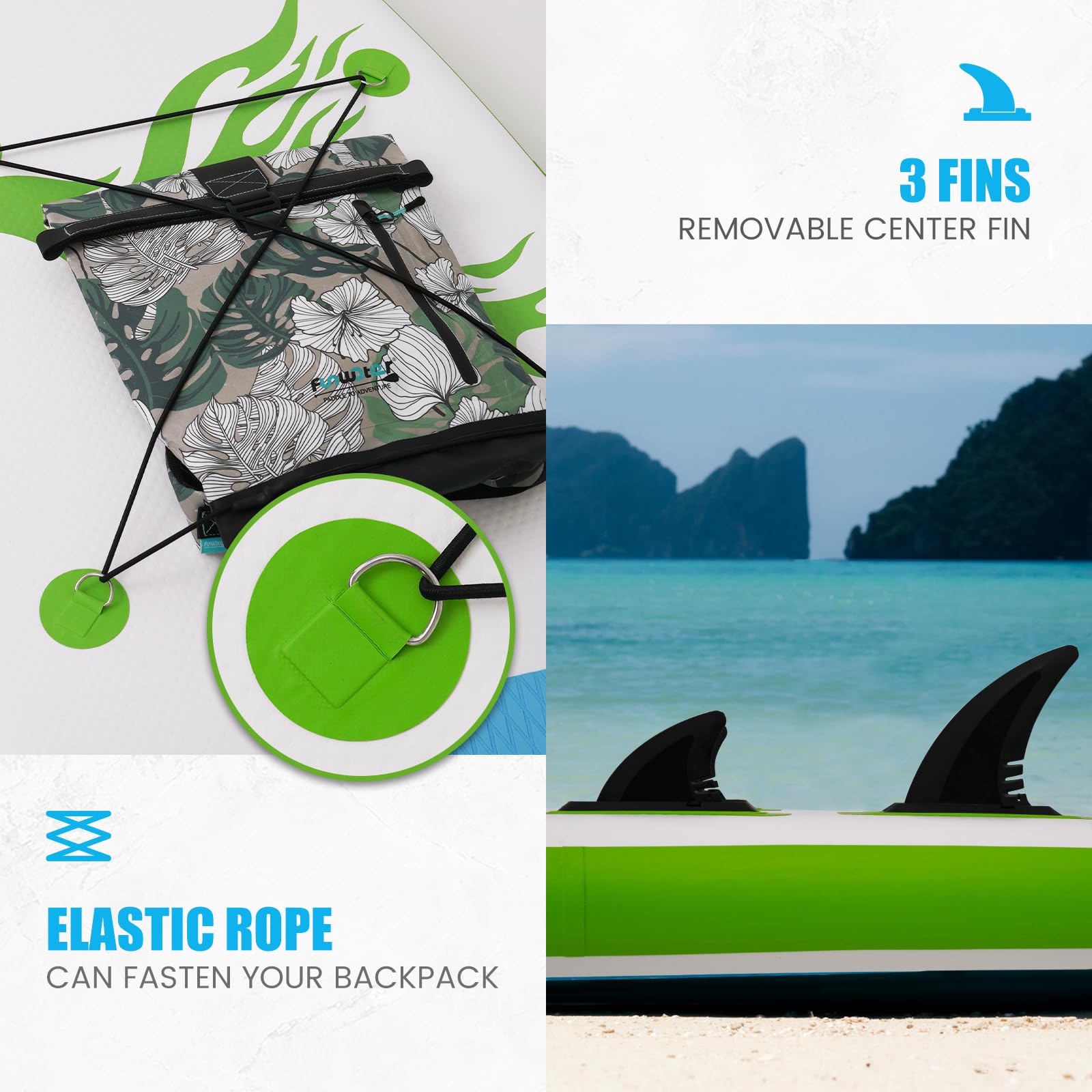FunWater Tavola SUP Gonfiabile Surf Paddle Board Inflatable, Ultralight SUP per tutti i livelli con Due Accessori Tipo