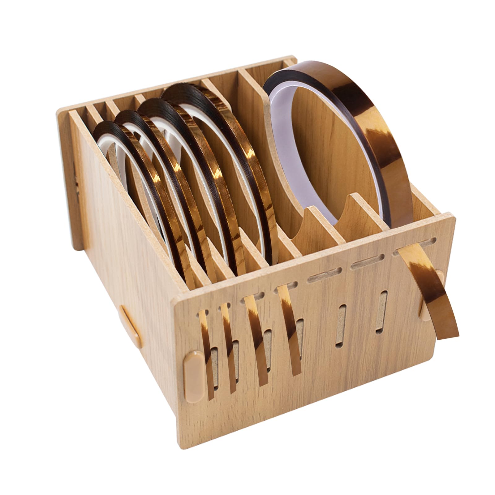 Cuyacili Distributore di pellicola di rame in legno a 7 scomparti, per vetro colorato, pellicola di rame, per utensili artistici (no nastro) 13,5 x 11,7 x 8 cm
