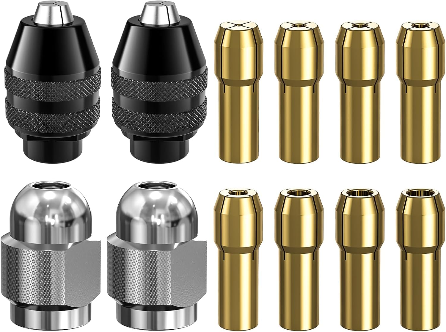 Drill Chuck Collet Set for Dremel, 14PCS 1/32" to 1/8" Replacement 4486 Drill Keyless Bit Chuck Shank Rotary Tool Quick Change Adapter