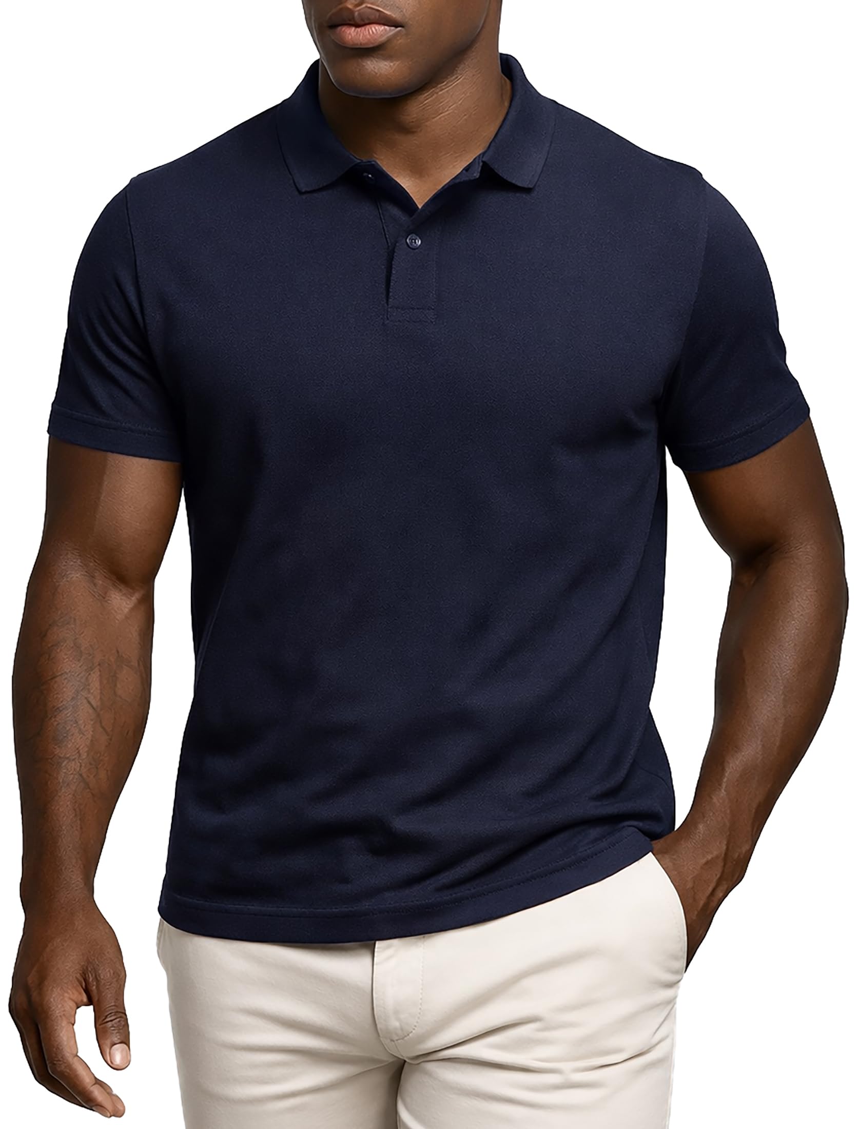 Leif Nelson Poloshirt Herren Slim Fit, 100% Baumwolle, Kurzarm Polohemd, körpernaher Schnitt, Casual Business Sommer Shirt, Blau Größe XL