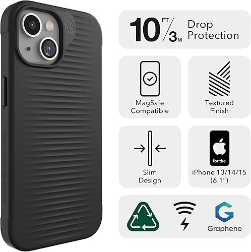 Miniatura 2 de ZAGG Luxe Snap - Funda protectora para iPhone 15, protección contra caídas (10 pies), material de grafeno duradero, funda MagSafe, delgada y ligera,