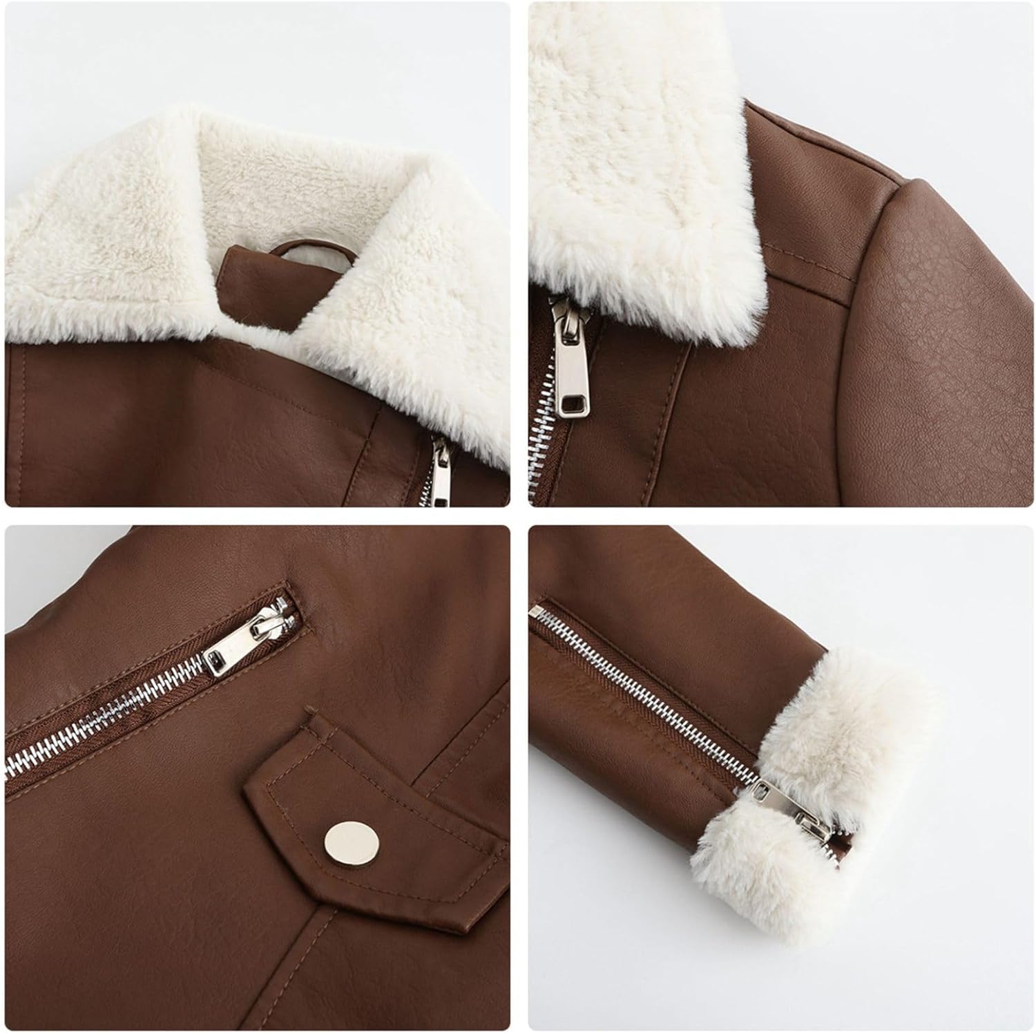 [Taopagii] ライダースジャケット レディース B-3 フェイクムートンジャケット フェイクレザージャケット 皮ジャン 裏起