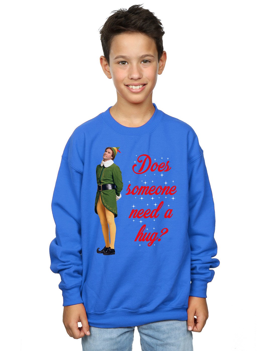 Elf Boys Hug Buddy Sweatshirt 7-8 Years Royal Blue