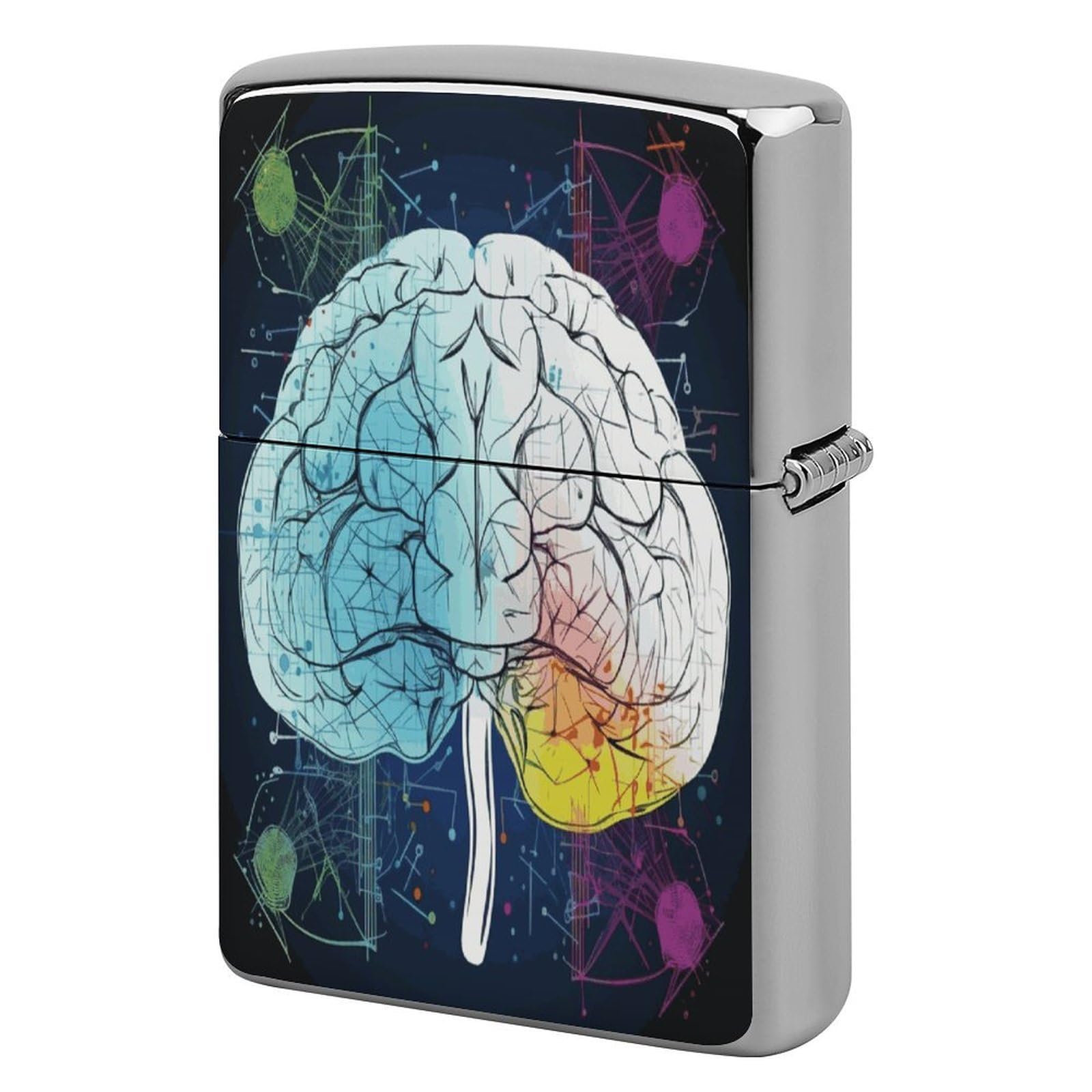 Fekiloot Style Geometry Brain Image With Science Lighter Case Cover Lighter Holder