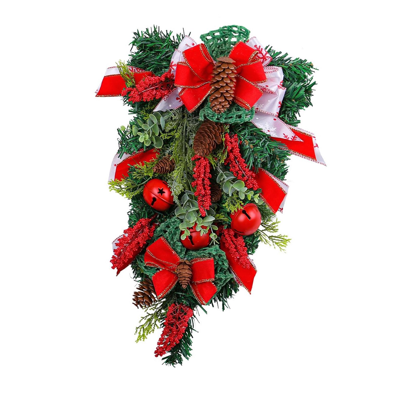 Christmas Festival Garlands Decors Decorative Christmas Inverted Tree Wreath for Holiday Door and Window Adornment Door Decoration