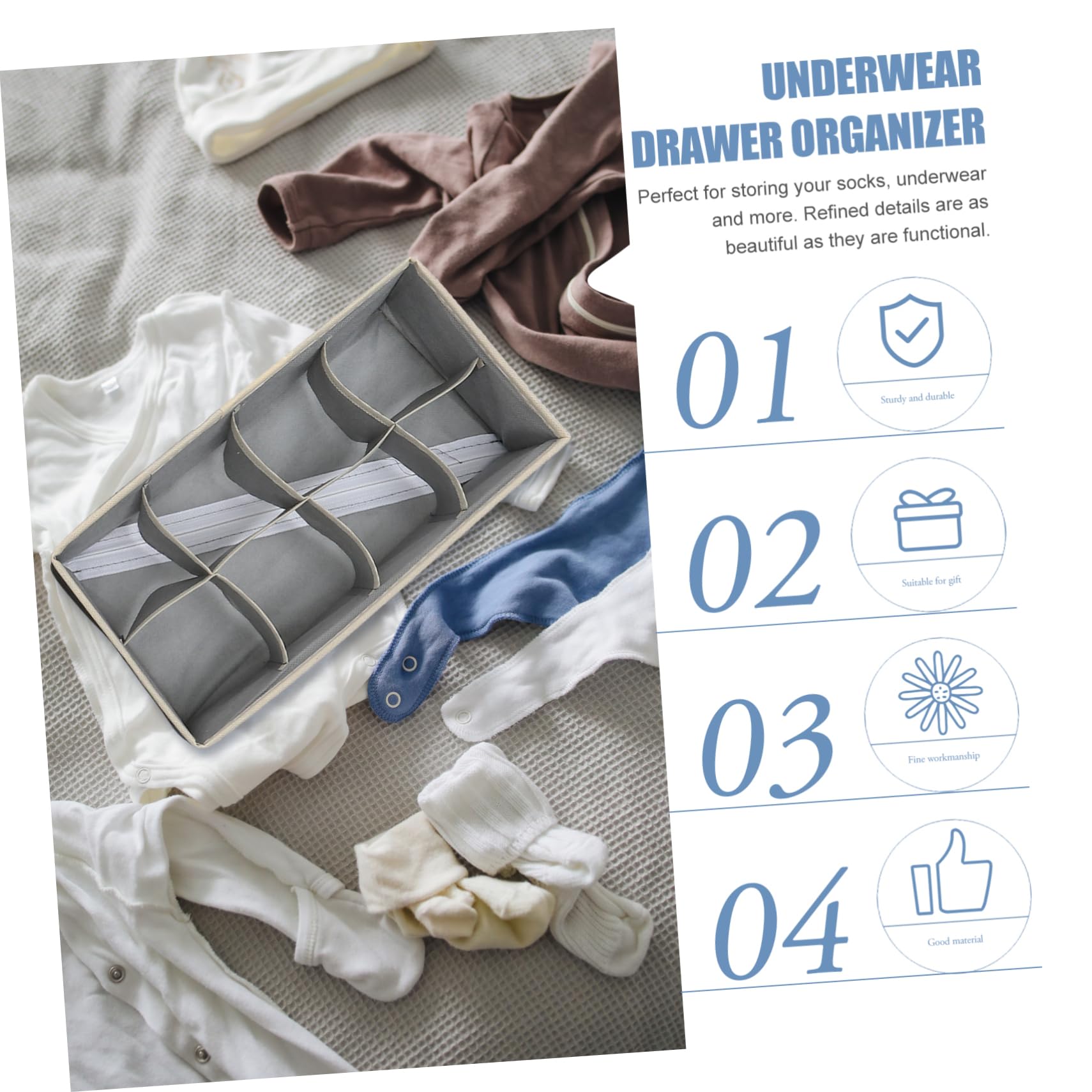 VICASKY Scatola Organizer 7 Scomparti Non Tessuto per Calze e Biancheria Intima da Cassetto