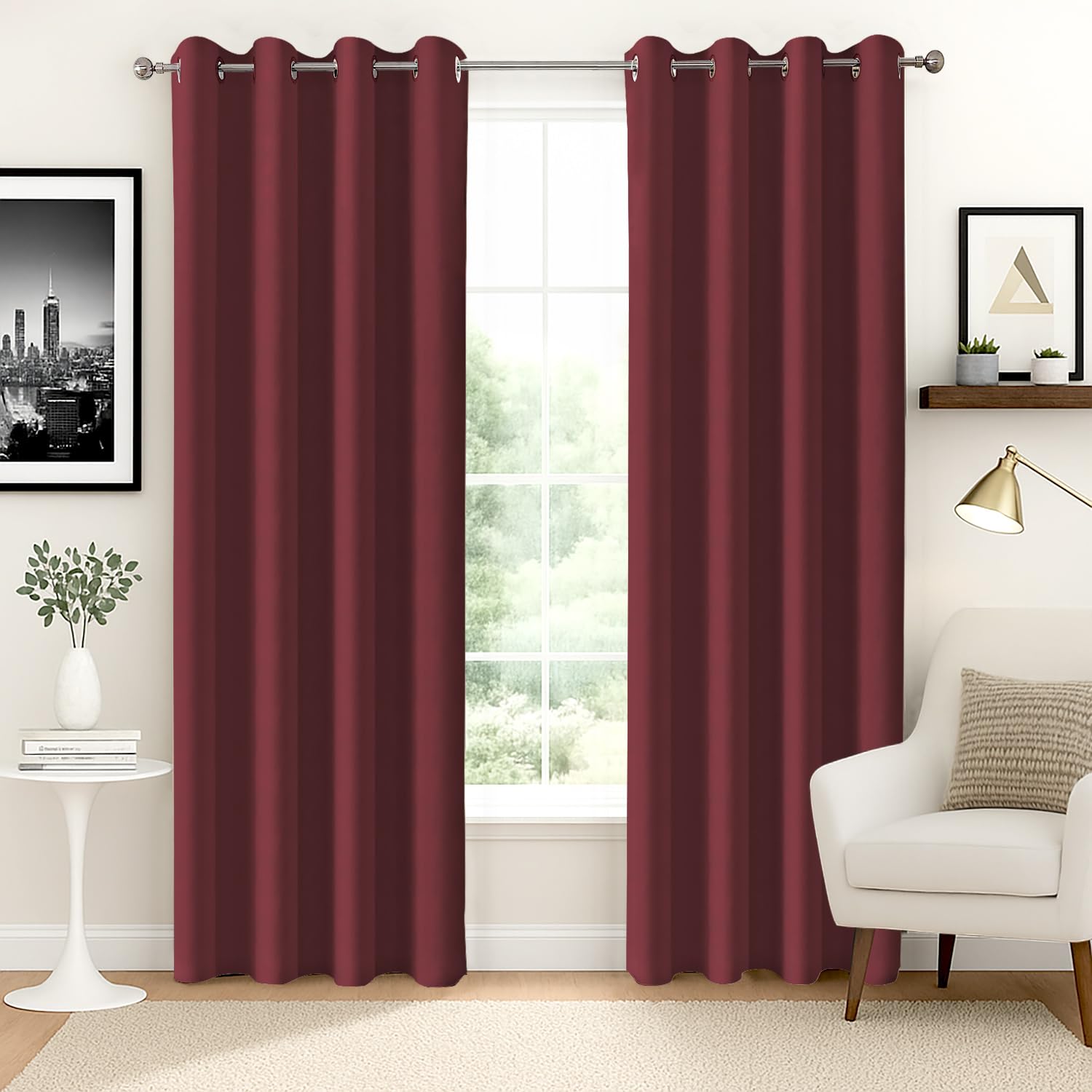 Homestan 90% Blackout Door Curtains 7 Feet Long Set of 2, Room Darkening Parda with Grommet Design for Home Decor (7x4 Feet, Mulberry)