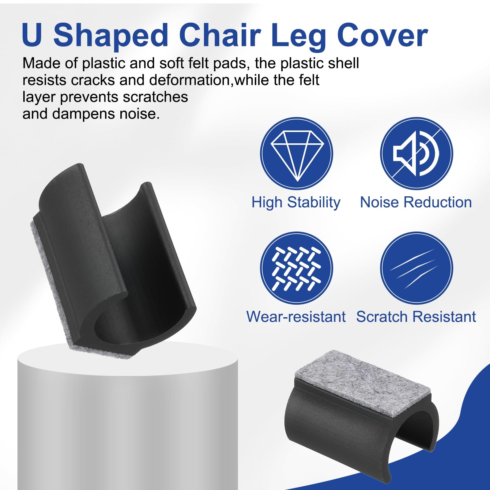 uxcell 6pcs Chair Leg Cover with Felt Pad, U Shaped Chair Tube Floor Protectors - Image 3