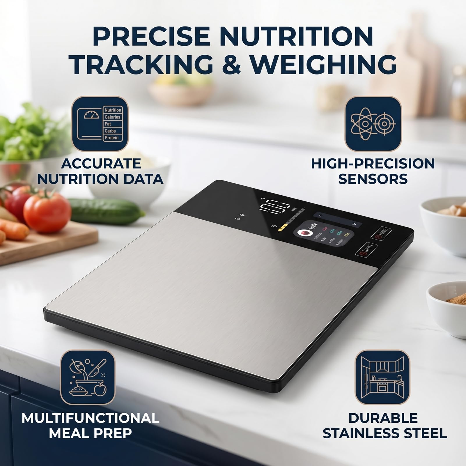 Báscula de Cocina, Balanza Digital de Acero Inoxidable para