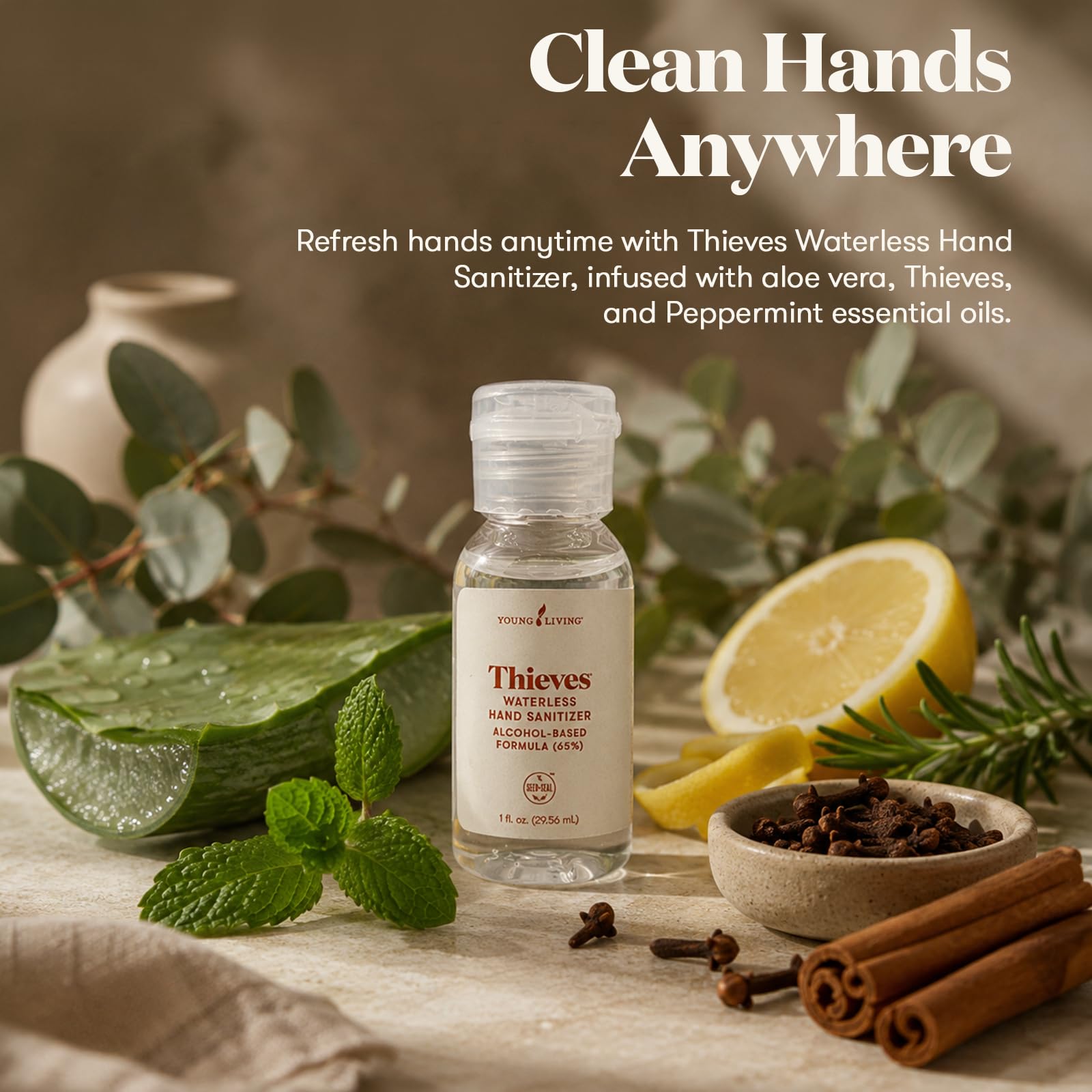 Young Living Thieves Waterless Hand Sanitizer 1 oz x 6 Pack | Quick-Drying Gel with Aloe & Essential Oils | Refreshing Botanical Scent | Travel Size Hand Sanitizer for Home Work Car & On-the- product thumbnail 5