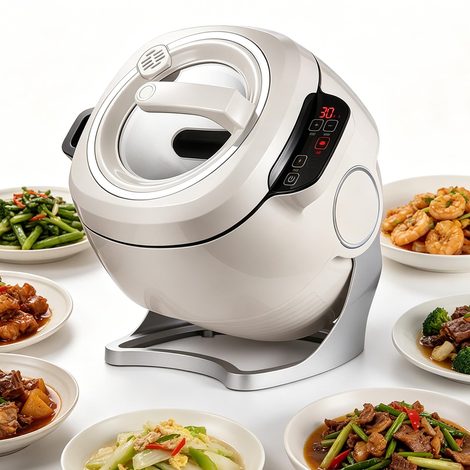 Automatyczny Robot Kuchenny 6 L – Urządzenie Do Smażenia Na Woku O Mocy 2000 W Z Grzaniem Przestrzennym I 3-Stopniową Regulacją Temperatury, Garnek Z Powłoką Nieprzywierającą
