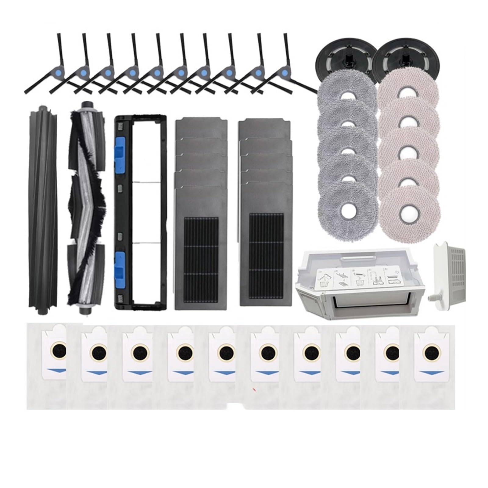 Kompatybilny z akcesoriami do odkurzacza Ecovacs Deebot X2 Omni X2 / X2 Pro Plus/DEX86, wałek, szczotka boczna, filtr Hepa, ściereczka do mopa, worek na kurz (20 szt. 1)