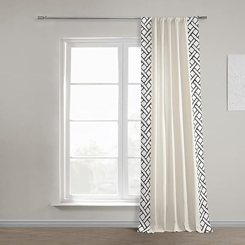 Miniatura 2 de HPD Half Price Drapes Cortinas de algodón sólido con bordes para dormitorio y sala de estar, 50 x 108, DTCC-SB220607-108 (1 panel) Garden Path Negro