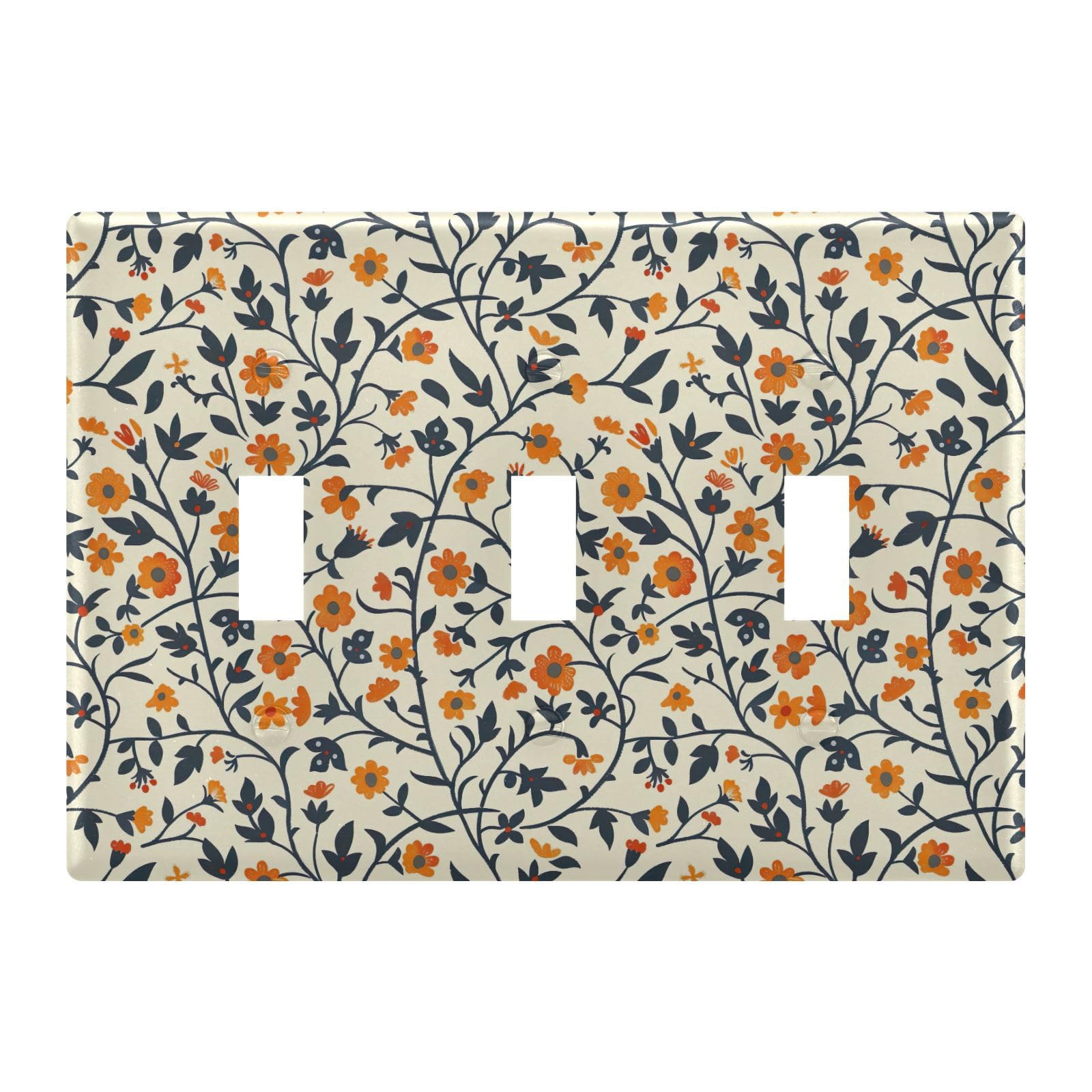 Light Switch Cover Orange Flowers Floral Spring Wall Plates for Electrical Outlets 3 Gang 202b5321