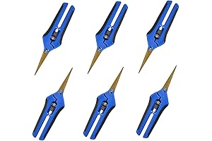 Trimming Scissors For Cannabis Curved Blade GROWNEER 6-Packs Professional Titanium Coated Blades