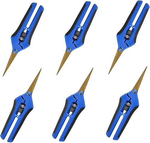 GROWNEER 6 paquetes de tijeras de podar de 6.5 pulgadas con cuchillas curvas, tijeras de podar para jardinería de cannabis, tijeras de podar a mano,