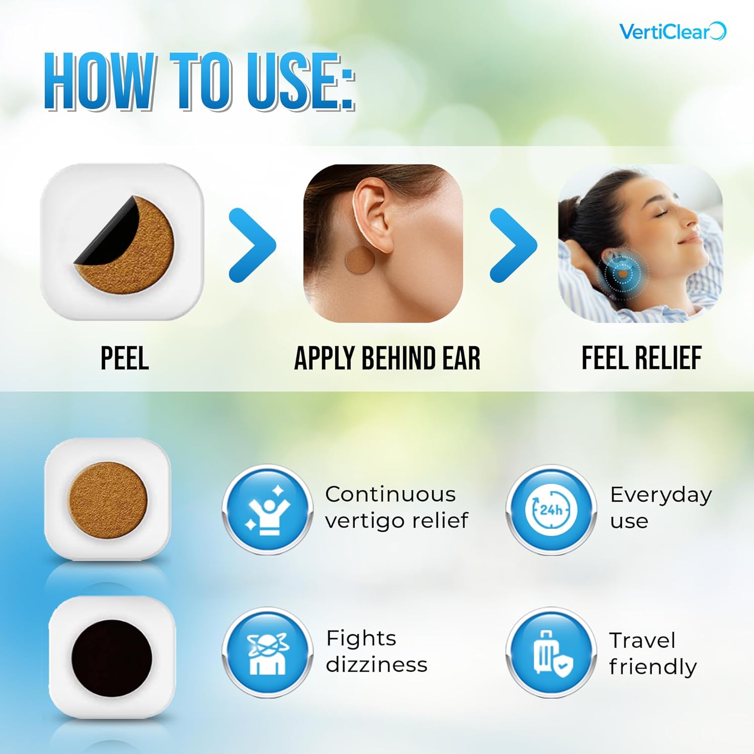 Lemant VertiClear Balance Support Patches (50 Count) | Vertigo & Inner Ear Balance & Motion Comfort | Supports Dizziness & Lightheaded Feelings | 50 Patches