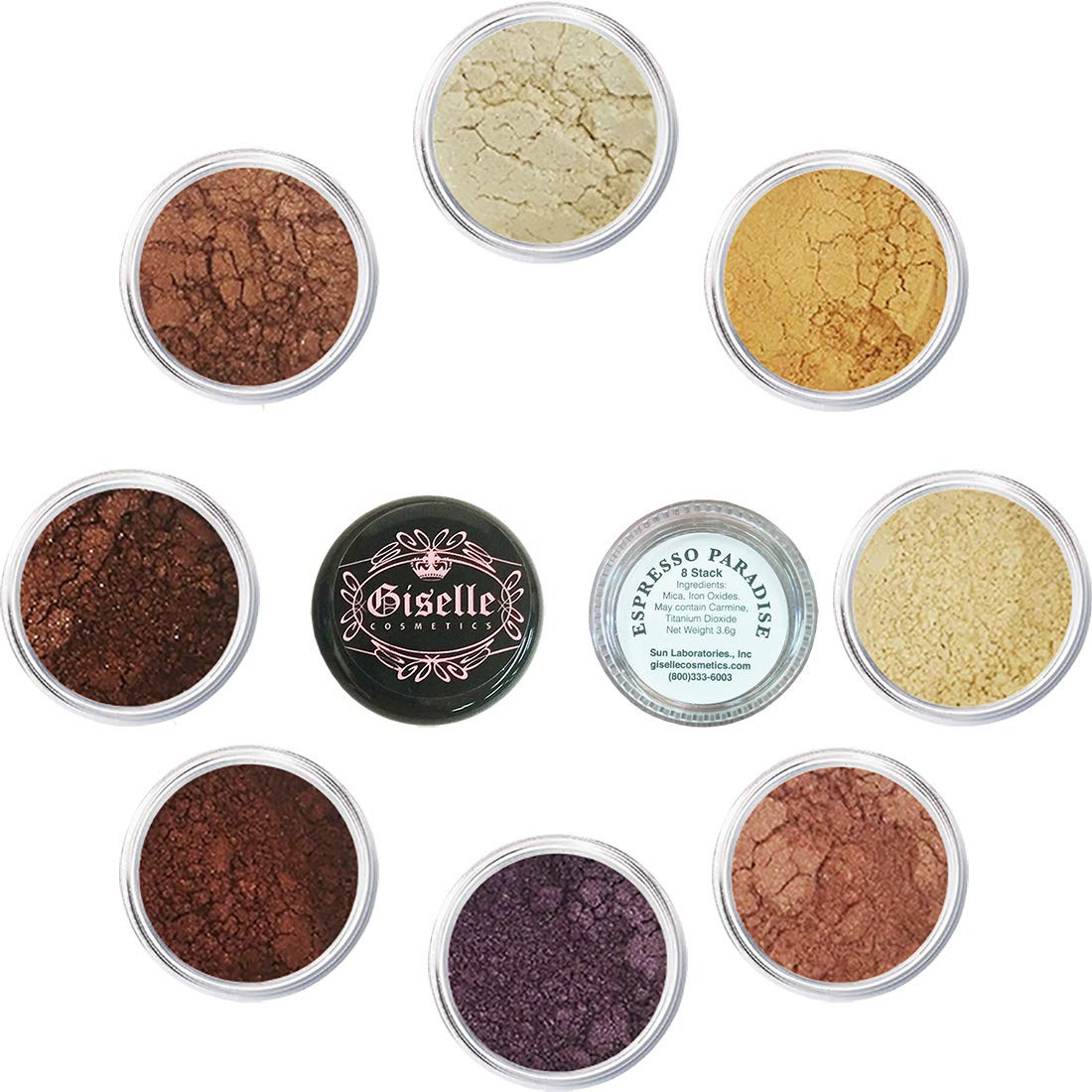 (8- Stack, Espresso Paradise) - Eye Shadow - Mineral Makeup Eyeshadow Powder, Foundation, Concealer, Blush, and Contouring Palette Pure, Non-Diluted Shimmer Mineral Make Up in 8 Espresso Hues and S...