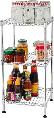 Estante de estantería de alambre de 3 niveles, organizador de estante de metal para almacenamiento de cocina doméstica