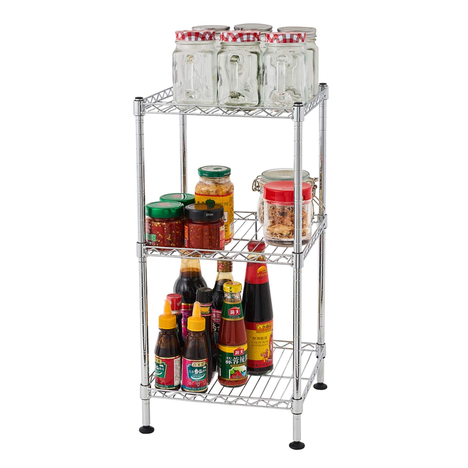3-Tier Wire Shelving Rack Shelf Household Kitchen Storage Metal Shelf Organizer