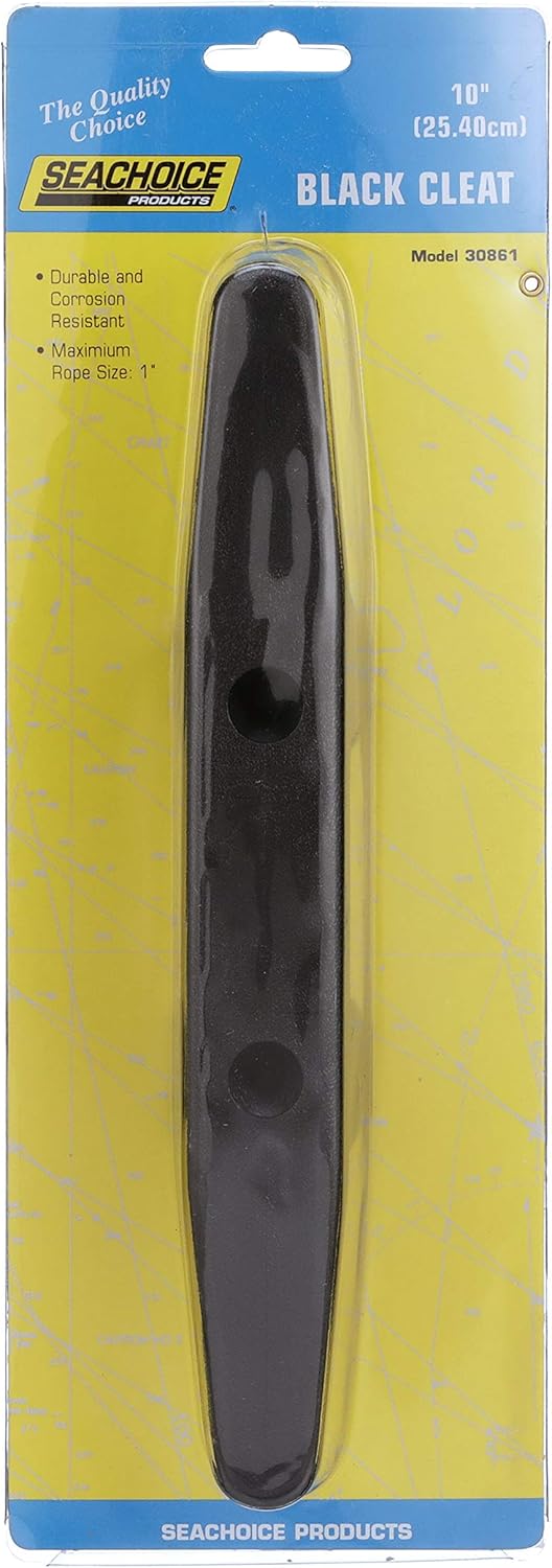 Seachoice Black Plastic Cleat, 10 In. Long, 1 In. Max Rope Size : Boating Cleats And Chocks : Sports & Outdoors