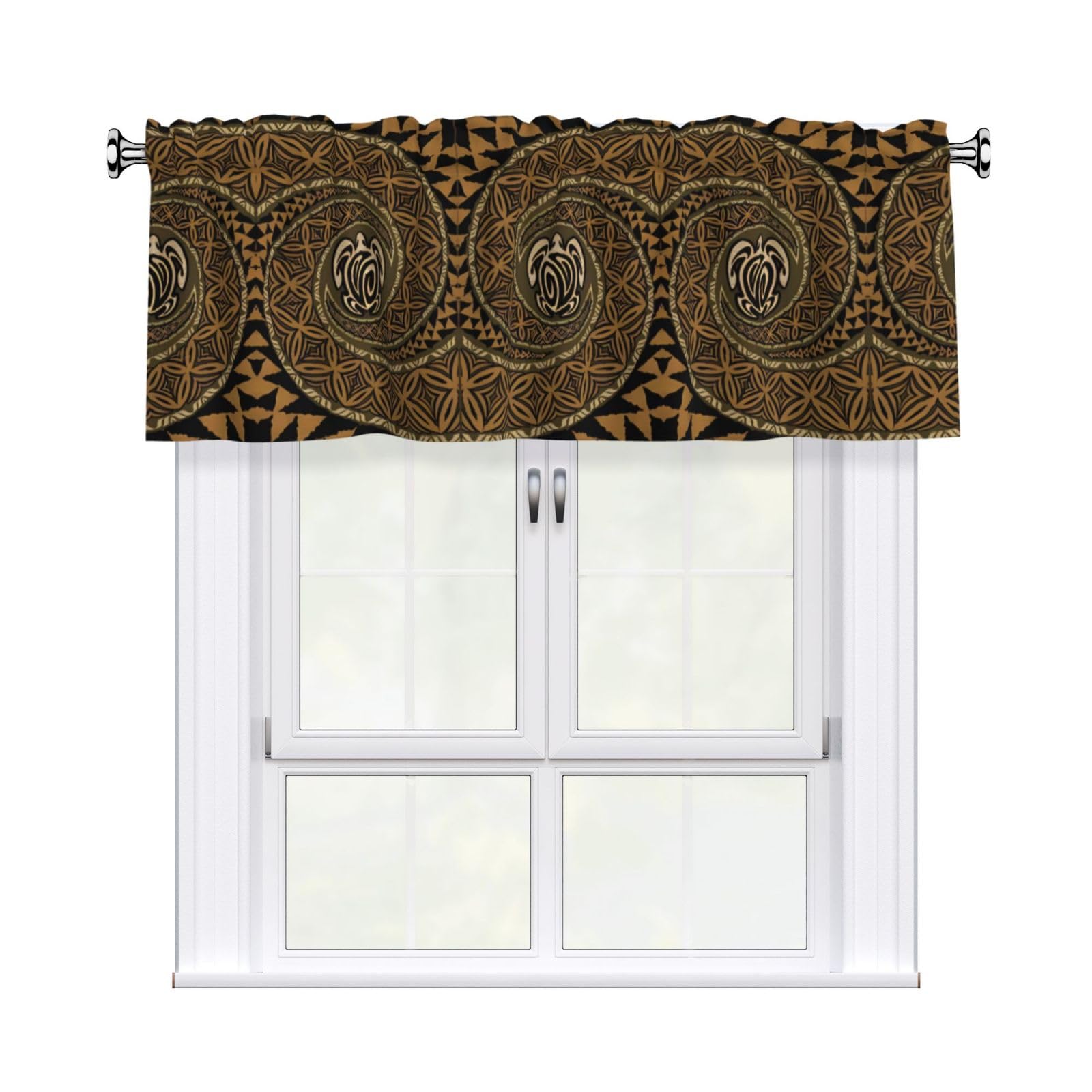 WHJSSF Hawaiian Tapa Honu Turtle Prints Housewarming Gift – Peach Skin Window Valance 54x18 for a Cozy Kitchen Refresh