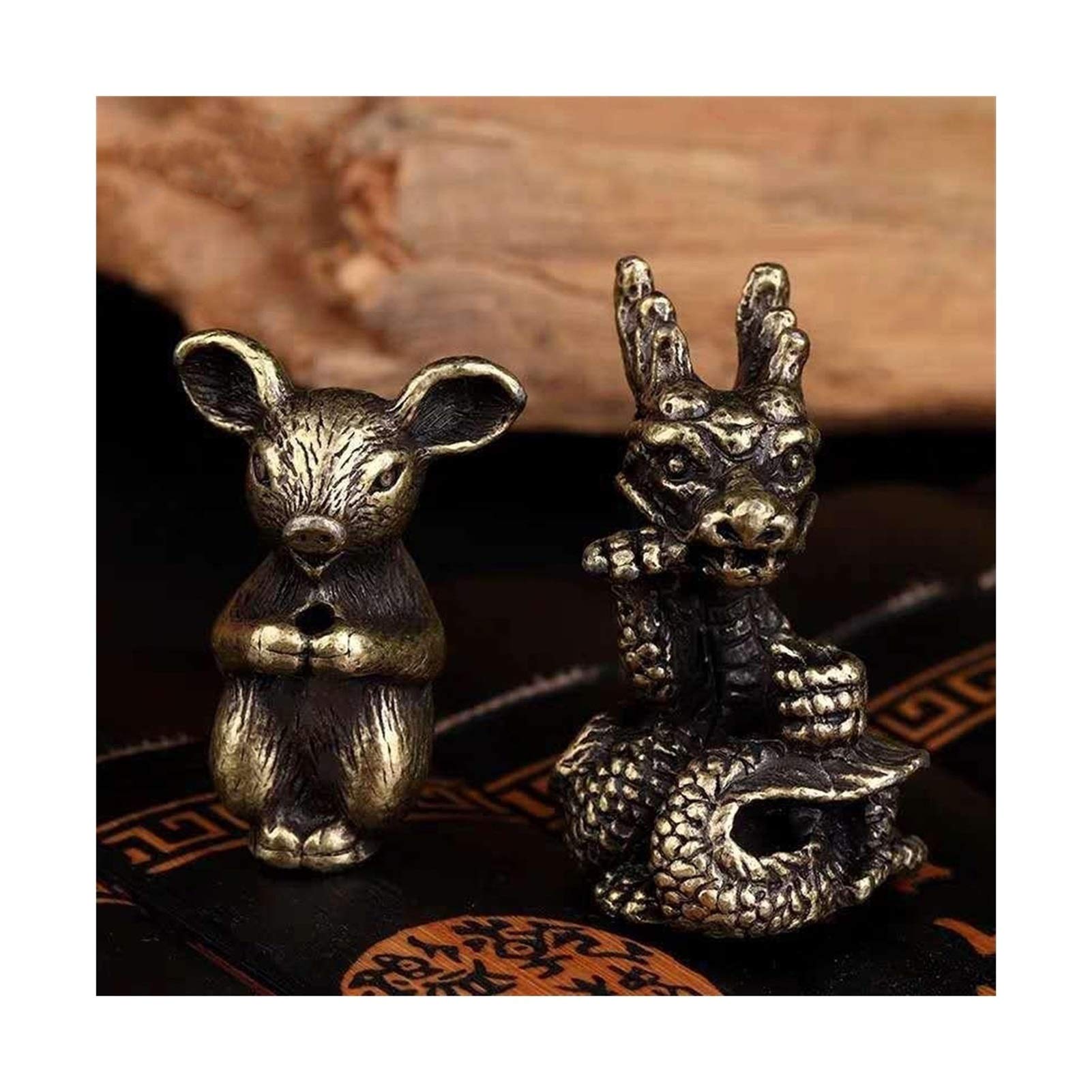 Skulptur 12 Tierkreisverzierungen Räucherstäbchen Mini Niedlichen Weihrauchbrenner Antik Kupfer Kleiner Tier Weihrauchhalter for Zuhause oder Büro Skulpturen Deko (Color : 1)