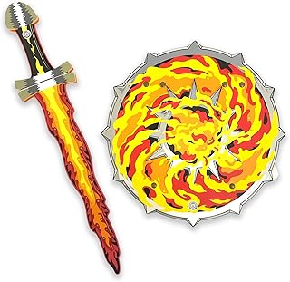 Liontouch - Fantasy Fire Flame Set | Foam Sword & Shield for Kids Age 3-8 Years | Medieval Pretend Play in Roaring Fire Style | Safe Toy Weapons & Battle Accessories for Boys’ Dress Up & Costumes