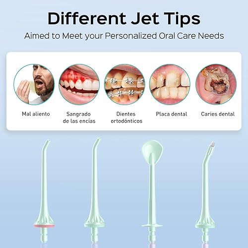 Miniatura 9 de COSLUS Flosser dental de agua para dientes 4 modos inalámbrico portátil 300ML tanque más grande limpiador de dientes de agua IPX7 impermeable hilo