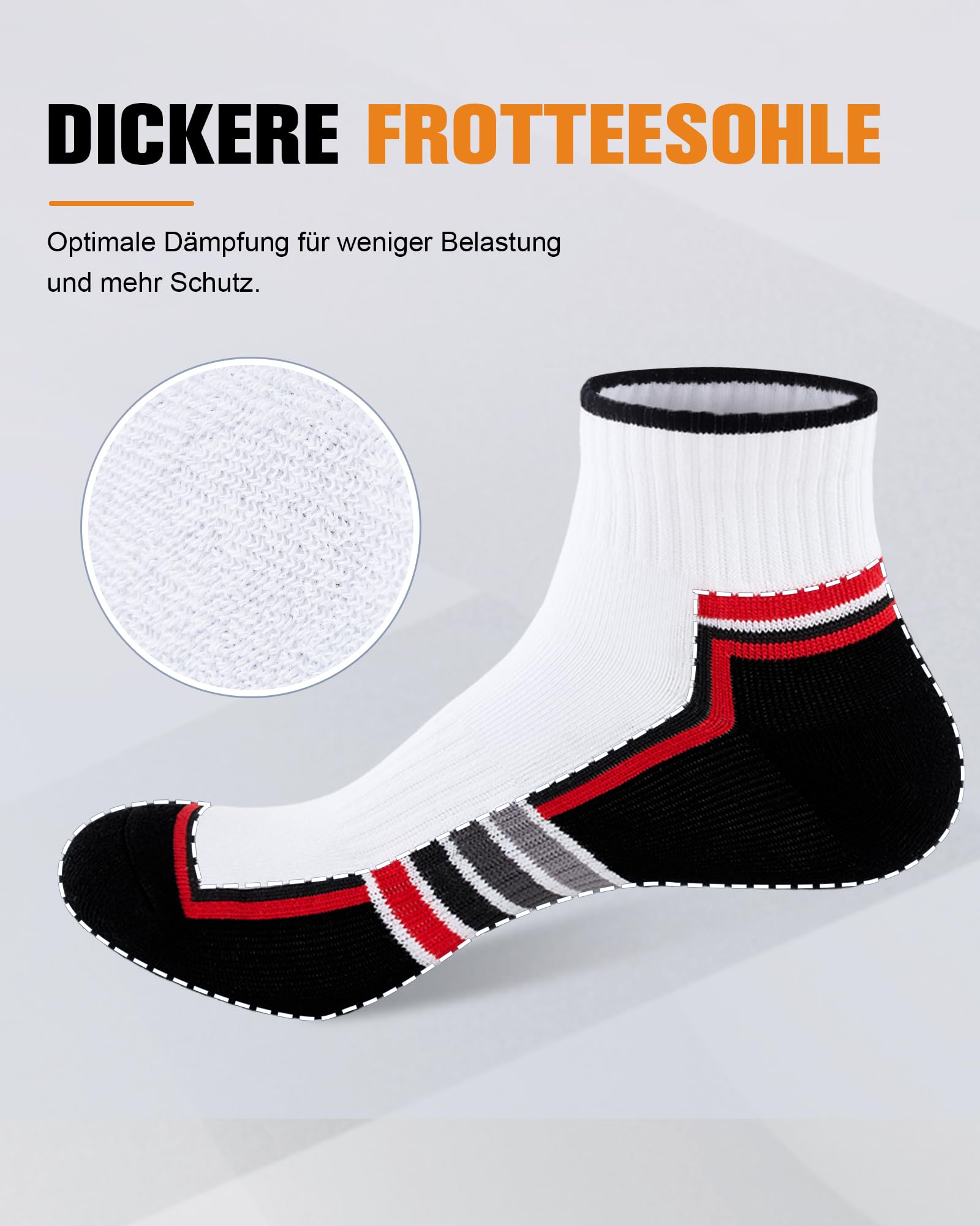 Calcetines deporte hombre calcetines cortos algodón transpirables de verano para running, deporte, correr, casa, trabajo, con suela de felpa,6/10 Pares — view 4
