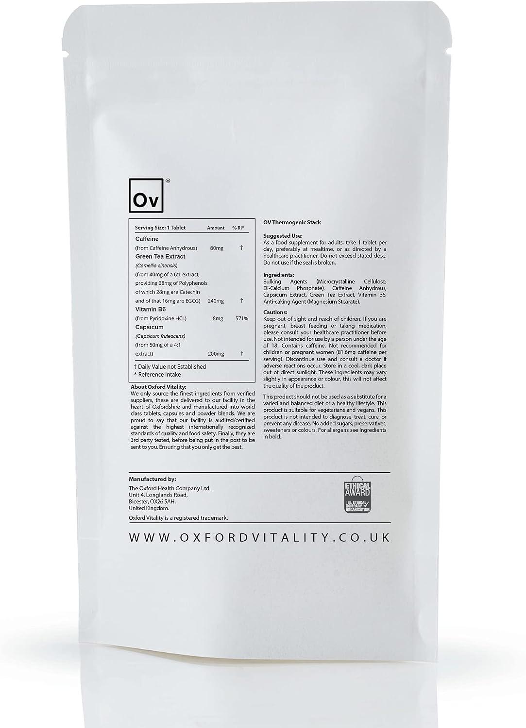 OV Oxford Vitality Thermogenic Stack + Capsicum (500), 500 count (Pack of 1) - Image 4