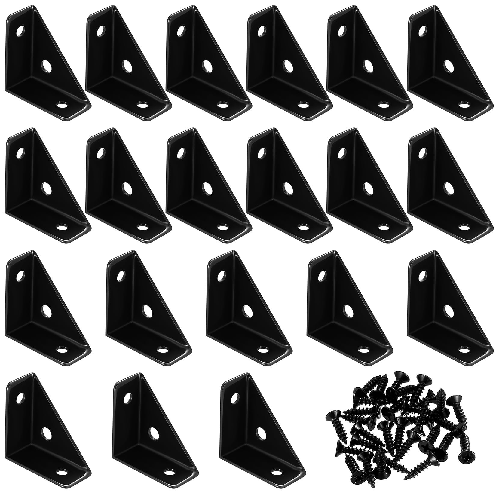 20 Pcs Escuadras Metalicas, Soportes de Esquina Angular, Escuadras para Estanterias Madera, Escuadra Estanteria, Triangular Escuadras Estanterias para Conector de Esquina de Muebles de Madera