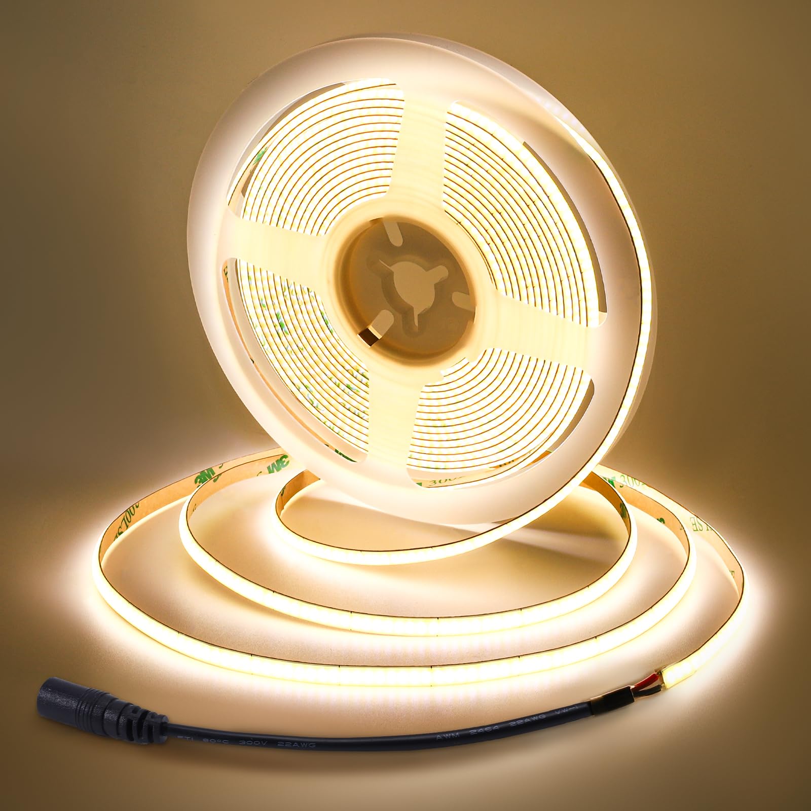 BERIXDEEP 5mm Thin COB LED Strip, 24V 4000K Dotless LED Tape, 10W/M, 400 LEDs/m, CRI 92+, Dotless LED Strip for Kitchen, Living Room, Under Cabinet, Wardrobe (No Power Supply), Natural White