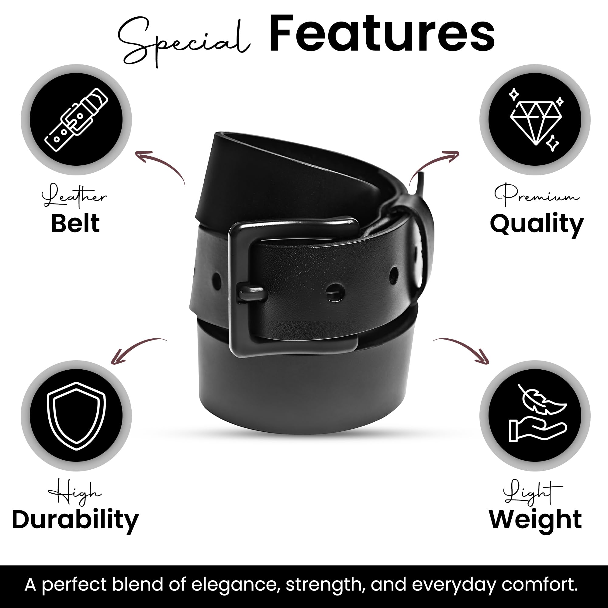 Beep Free 1 3/8” Italian Leather Belt | 35mm TSA & Airport Friendly Metal-Free for Men and Women| Black & Brown Italian Belt