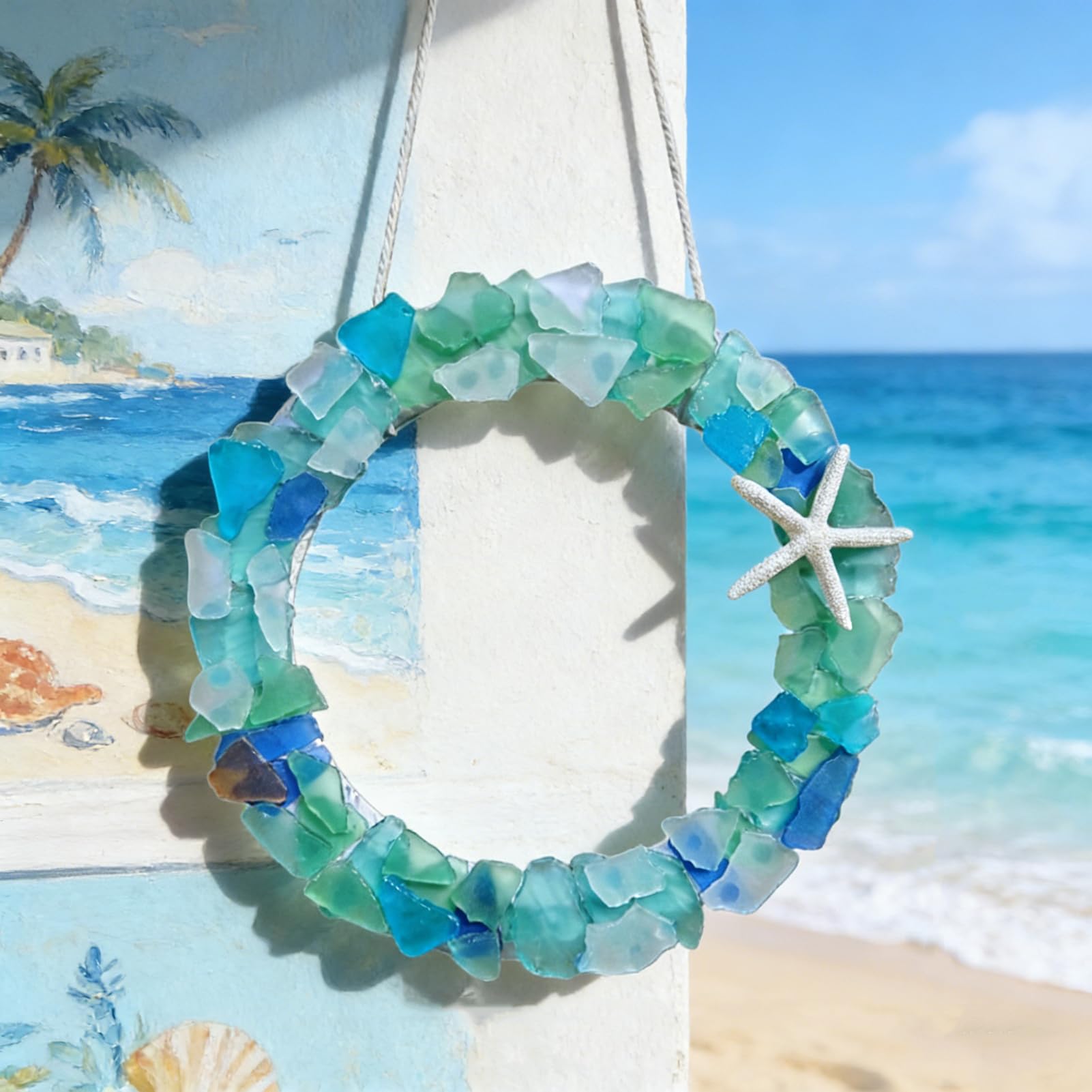 Couronne en verre de mer haut de gamme, création artisanale d'exception pour Noël