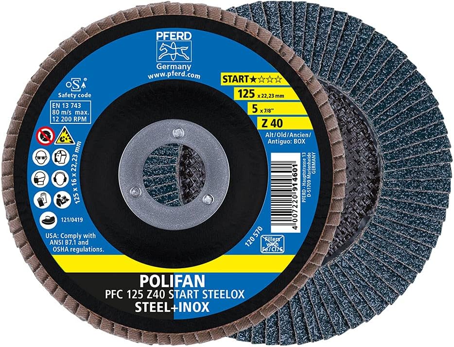 PFERDPolifan Serrated Washer, Pack of 10, PFC 125 x 22.23 mm Conical Z40 Start Line Start Steelox 69300934 - for Steel, Stainless Steel (INOX)