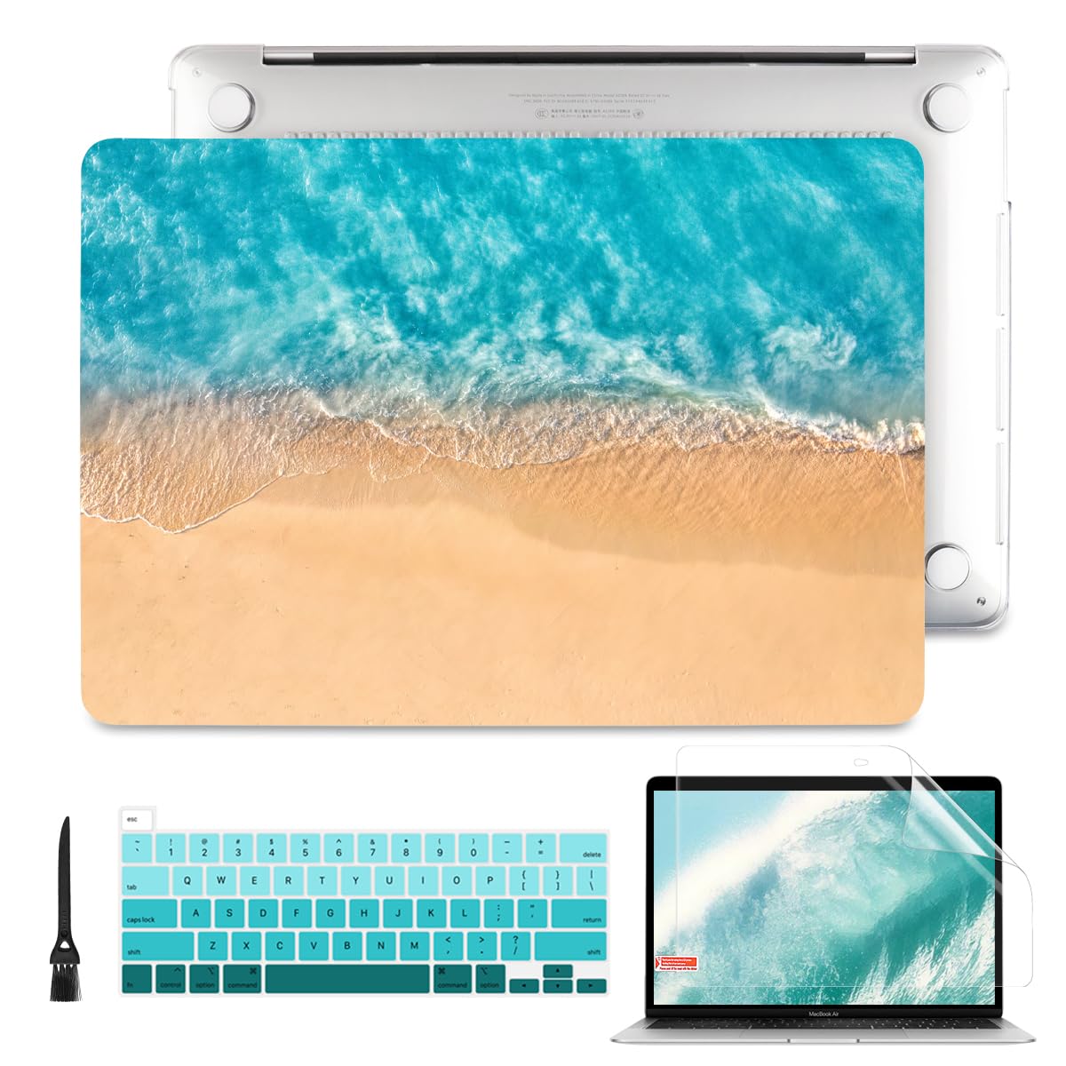 Batianda Case for New MacBook Pro 13 Inch 2022 M2 Chip and Model A2338 M1 A2251 A2289 2021 2020 Release,Landscape Series Hard Shell with Keyboard Cover & Screen Protector, Beach