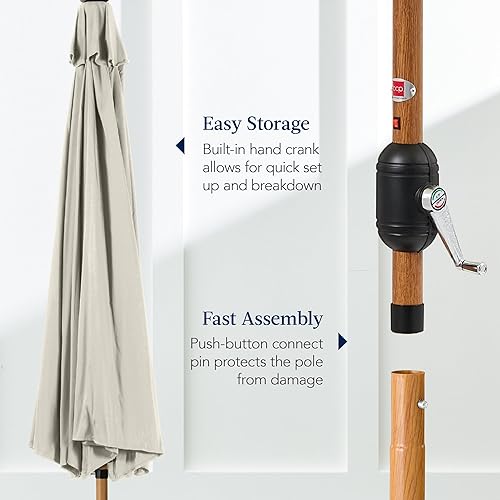 Vista 78 de Best Choice Products - Sombrilla solar de 7.5 pies para exteriores, patio, mesa, mercado, terraza, piscina con inclinación, manivela, luces LED