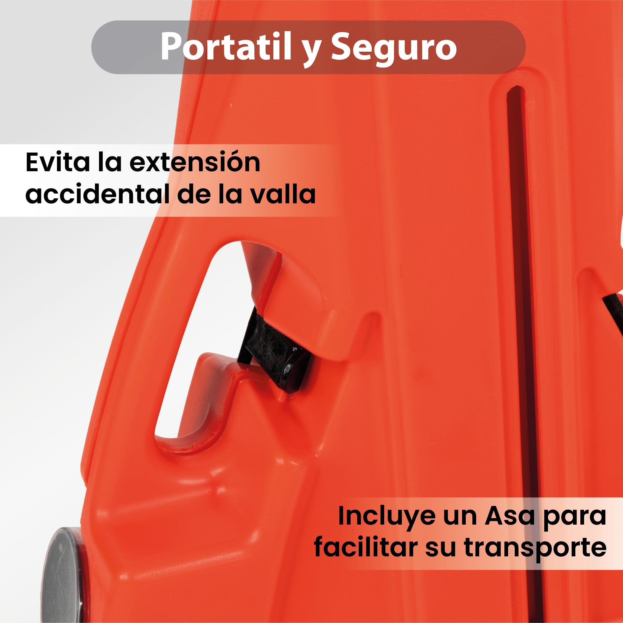 Barricada Extensible hasta 2m Rellenable y Reflectante – Vallas Extensibles de Obra – Barrera Portátil con Asa y Bloqueo para Seguridad, Construcción y Control de Espacios