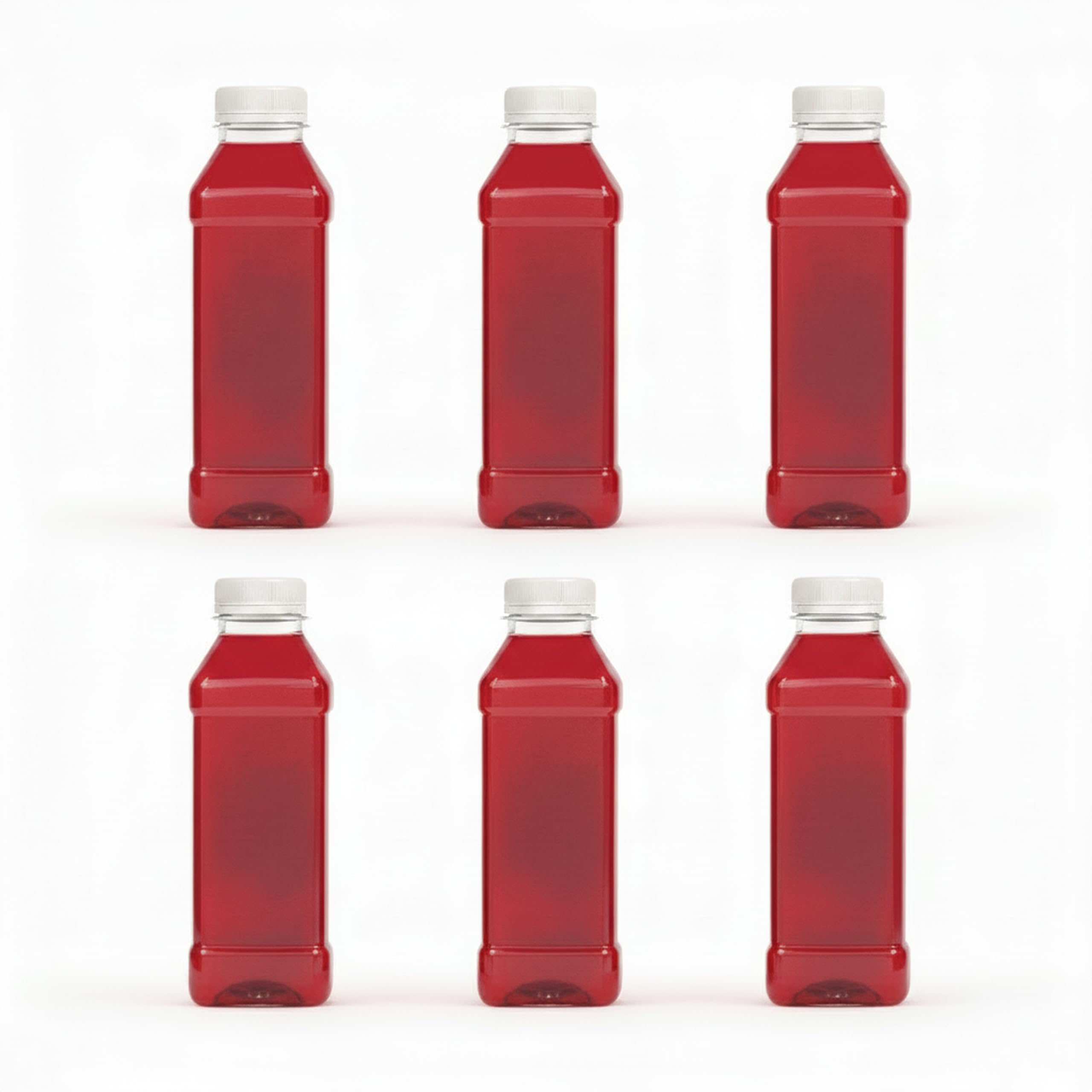 TEC Juice Bottles 500ml with Lids Plastic Empty Clear Square PET Small Mini Drink Reusable for Fridge Suitable for Kids Adults Water Milk Lunchboxes Juicing Pack Multipack in Bulk Packs (100)
