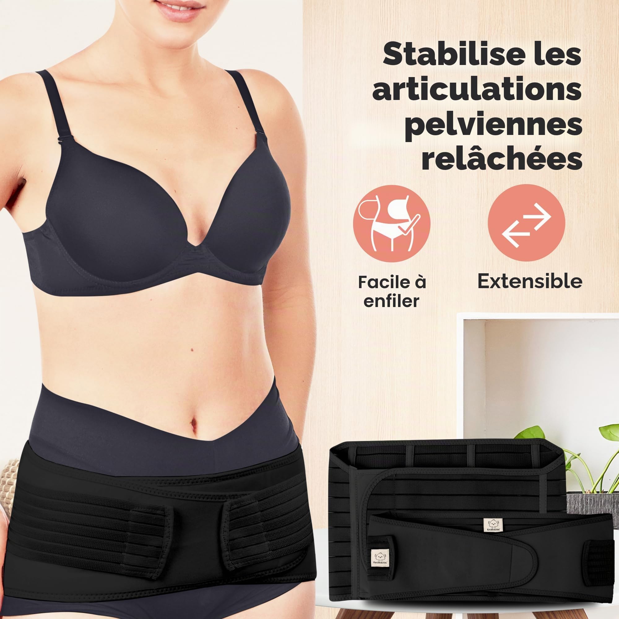 Bande de soutien du ventre 3 en 1 pour le post-partum - Ceinture ventrale pour postnatale - Maternité - Gaines pour femmes body shaper - Shapewear de taille de bandit de ventre (Midnight Black)