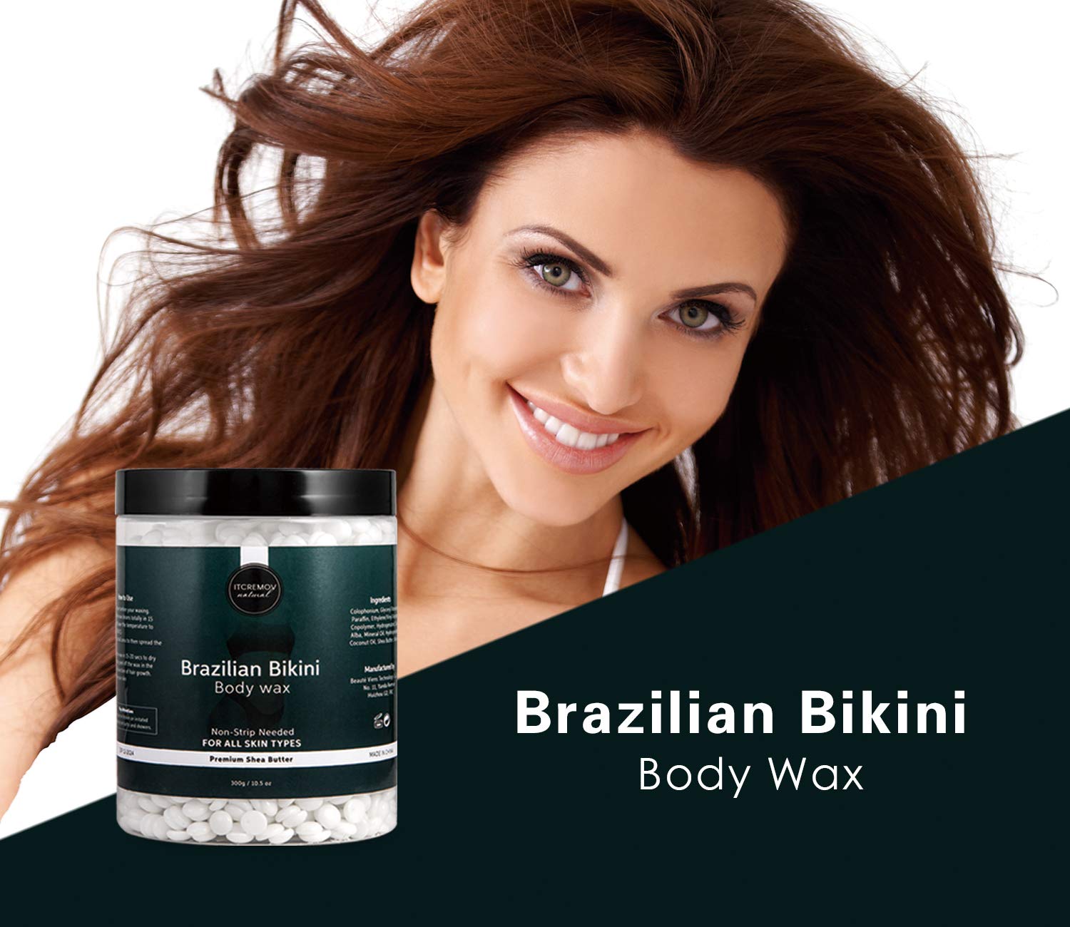 Hard Wax Beads, Brazilian Bikini Hair Removal Wax,Ideal for sensitive skin and all skin types, none strips needed,300g 10.5 Oz
